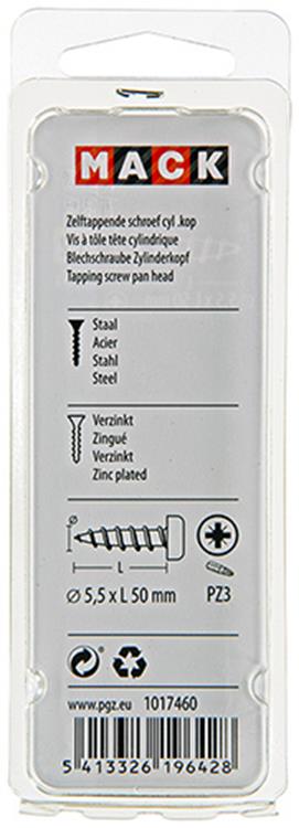 Mack 1017460 - tornillo autorroscante culata galv. 5 piezas 5,5 x 50 mm | 10 piezas