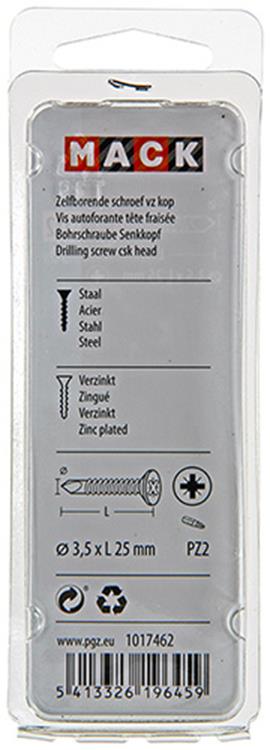 Mack 1017462 - tornillo autoperforante con cabeza galvanizada. 30 piezas 3,5 x 25 mm | 10 piezas