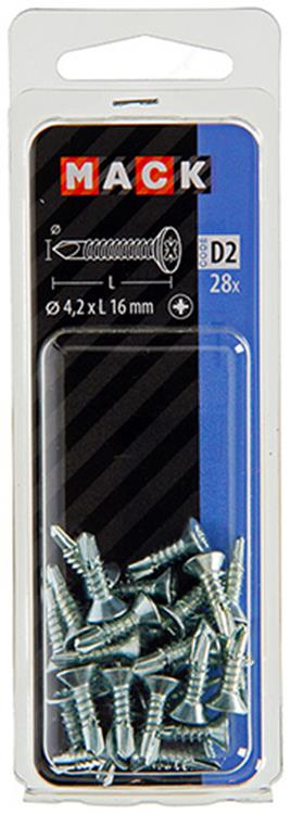Mack 1017463 - tornillo autoperforante con cabeza galvanizada. 28 piezas 4,2 x 16 mm | 10 piezas