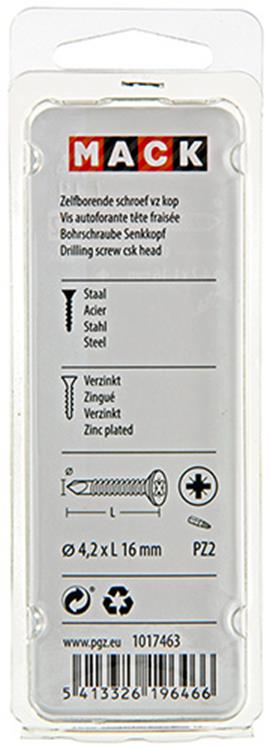 Mack 1017463 - tornillo autoperforante con cabeza galvanizada. 28 piezas 4,2 x 16 mm | 10 piezas