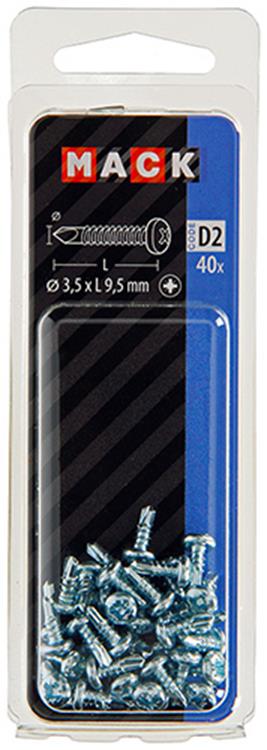 Mack 1017467 - tornillo autoperforante cil. condición de cabeza 40 piezas de 3,5 x 9,5 mm | 10 piezas