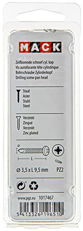 Mack 1017467 - tornillo autoperforante cil. condición de cabeza 40 piezas de 3,5 x 9,5 mm | 10 piezas