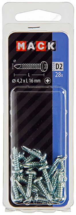 Mack 1017469 - tornillo autoperforante cil. condición de cabeza 28 piezas 4,2 x 16 mm | 10 piezas