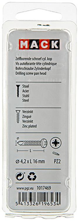Mack 1017469 - tornillo autoperforante cil. condición de cabeza 28 piezas 4,2 x 16 mm | 10 piezas