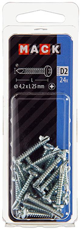 Mack 1017471 - tornillo autoperforante cil. condición de cabeza 24 piezas 4,2 x 25 mm | 10 piezas