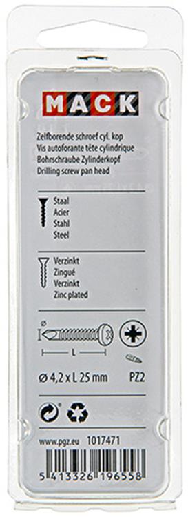 Mack 1017471 - tornillo autoperforante cil. condición de cabeza 24 piezas 4,2 x 25 mm | 10 piezas