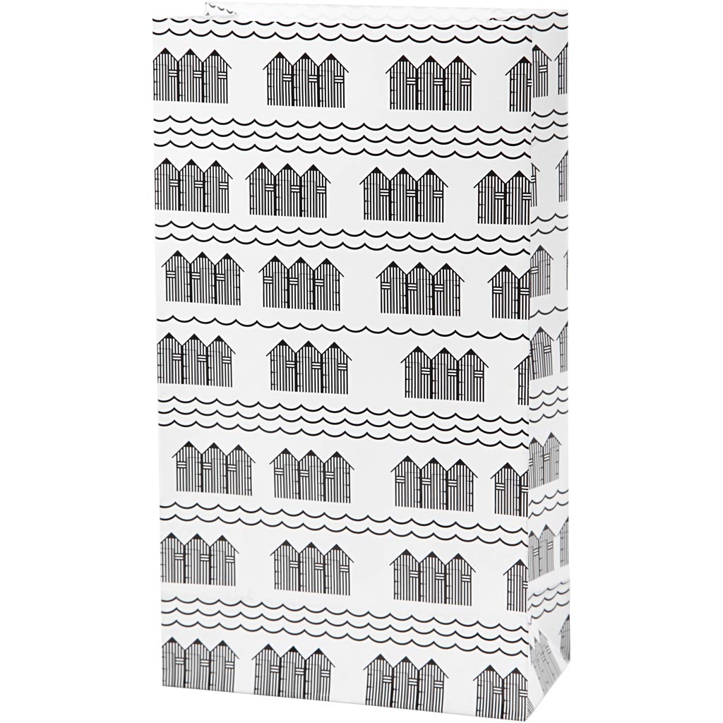 Buste di carta Vivi Gade, h: 21 cm, misura 6x12 cm, 80 g, nero, bianco, 10 pezzi 1 scatola