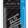 Mack 1017516 - cilindro de tornillo metálico. cabeza + tuerca chapada 24 piezas m3 x 20 mm | 10 piezas