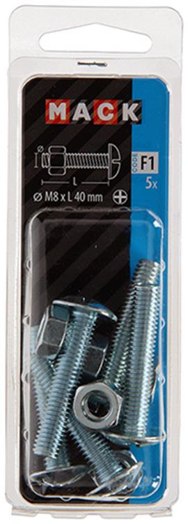 Mack 1017559 - perno calentador + tuerca acero galvanizado 5 piezas m8 x 40 mm | 5 piezas