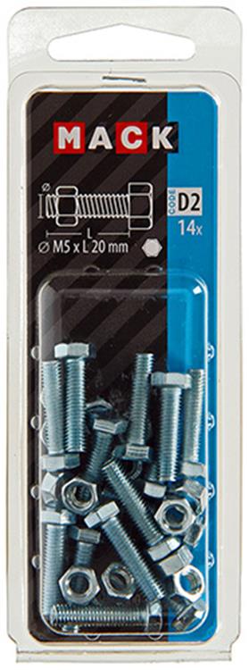Mack 1017600 - grifo perno + tuerca acero galvanizado 14 piezas m5 x 20 mm | 10 piezas
