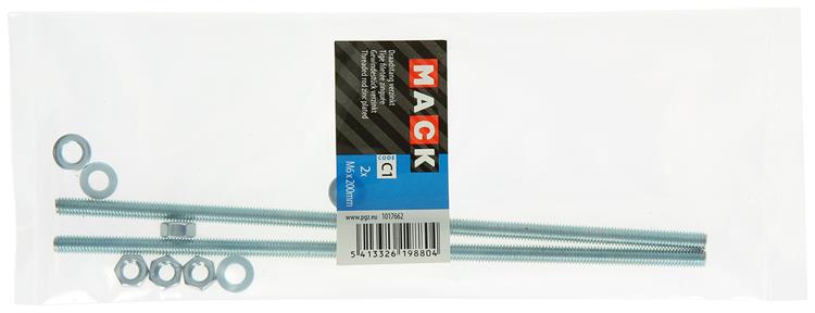 Mack 1017662 - extremo roscado + arandela + tuerca chapada. 2 piezas m6 x 200 mm | 10 piezas