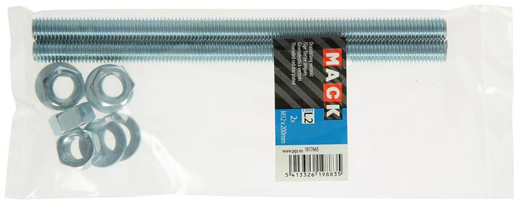 Mack 1017665 - extremo roscado + arandela + tuerca chapada. 2 piezas m12 x 200 mm | 5 piezas