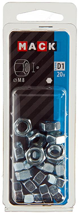 Mack 1017677 - tuerca hexagonal acero galvanizado 20 piezas m 8 | 10 piezas