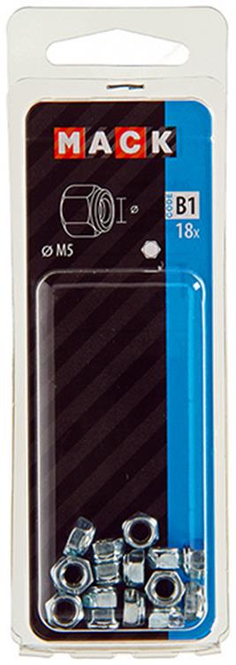 Mack 1017685 - contratuerca hexagonal acero galvanizado 18 piezas m5 | 10 piezas
