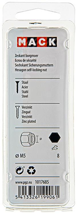 Mack 1017685 - contratuerca hexagonal acero galvanizado 18 piezas m5 | 10 piezas
