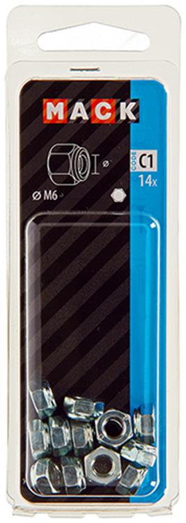 Mack 1017686 - contratuerca hexagonal acero galvanizado 14 piezas m6 | 10 piezas