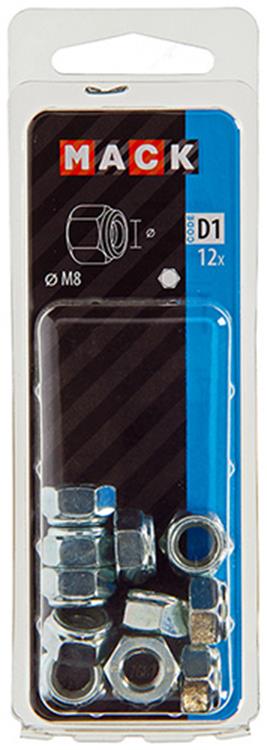 Mack 1017687 - contratuerca hexagonal acero galvanizado 12 piezas m8 | 10 piezas