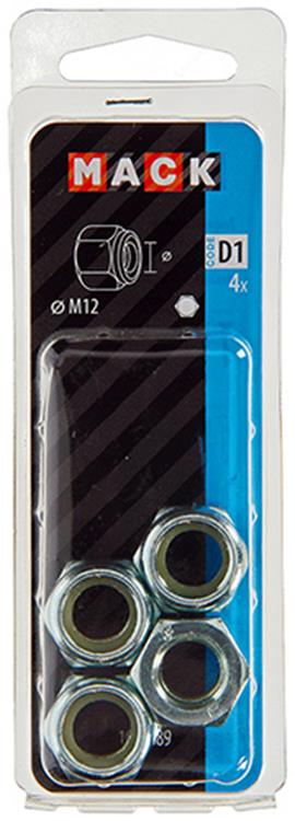 Mack 1017689 - contratuerca hexagonal acero galvanizado 4 piezas m12 | 10 piezas