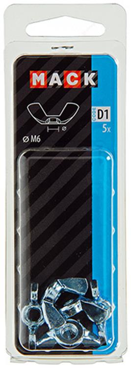 Mack 1017698 - tuerca de mariposa acero galvanizado 5 piezas m6 | 10 piezas