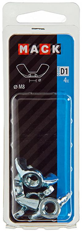 Mack 1017699 - tuerca de mariposa acero galvanizado 4 piezas m8 | 10 piezas