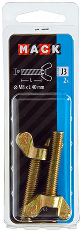Mack 1017703 - tornillo de mariposa amarillo galvanizado 2 piezas m8 x 40 mm | 10 piezas