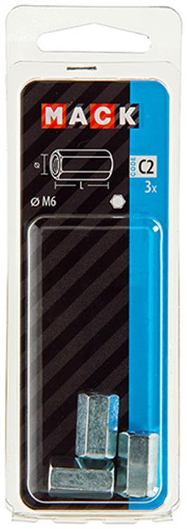 Mack 1017704 - tuerca de conexión hexagonal galvanizada 3 piezas m6 | 10 piezas