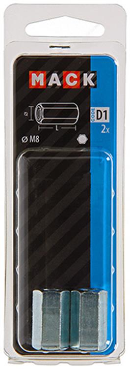 Mack 1017705 - tuerca de conexión hexagonal galvanizada 2 piezas m8 | 10 piezas