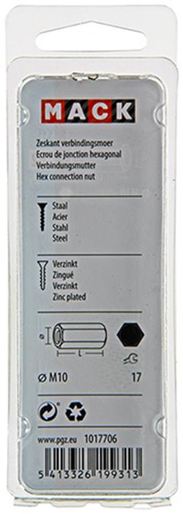 Mack 1017706 - tuerca de conexión hexagonal galvanizada 2 piezas m10 | 5 piezas