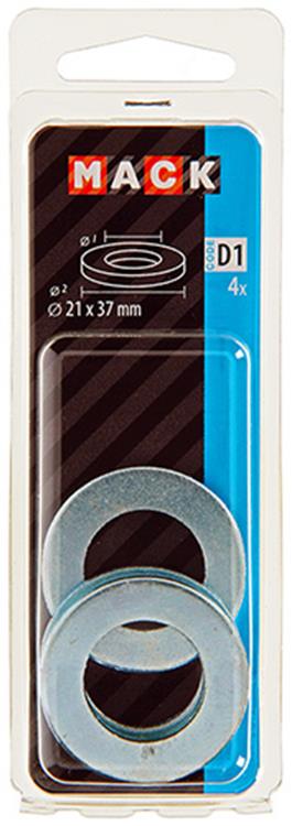 Mack 1017722 - arandela acero galvanizado 4 piezas 21 x 37 mm | 10 piezas