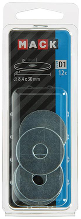 Mack 1017741 - arandela de carrocería galvanizada 12 piezas 8,4 x 30 mm | 10 piezas