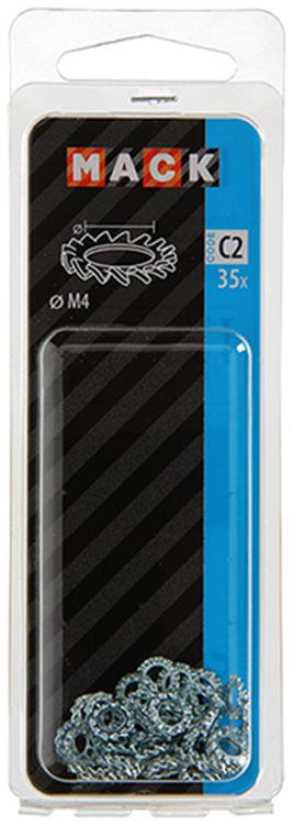 Mack 1017747 - arandela elástica dentada acero galvanizado 35 piezas m4 | 10 piezas