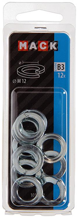 Mack 1017758 - arandela elástica acero galvanizado 12 piezas m 12 | 10 piezas