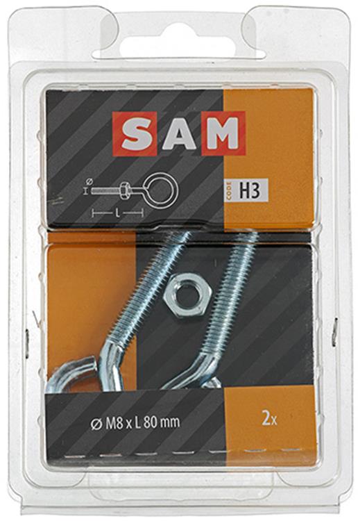 Mack 1017794 - ojo de tornillo métrico + tuerca galvanizada 2 piezas m8 x 80 mm | 5 piezas