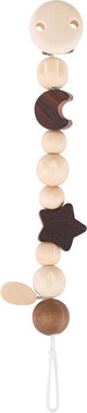 Catenella per ciuccio Goki - luna e stella - l21 cm - legno