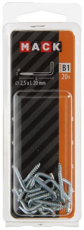 Mack 1017815 - tornillo pulgar acero galvanizado 20 piezas 2,5 x 20 mm | 10 piezas