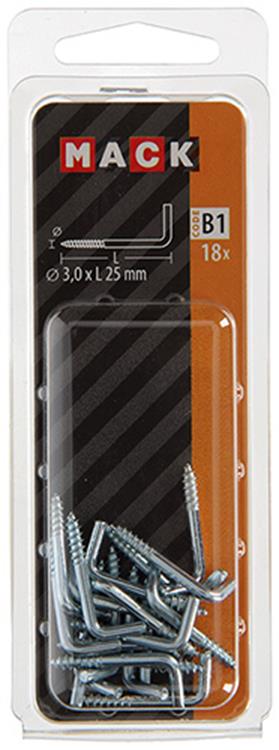Mack 1017816 - tornillo pulgar acero galvanizado 18uds 3,0 x 25 mm | 10 piezas