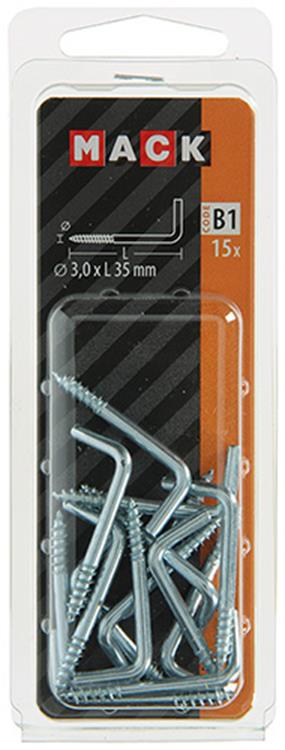Mack 1017818 - tornillo pulgar acero galvanizado 15 piezas 3,0 x 35 mm | 10 piezas