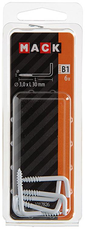 Mack 1017826 - tornillo pulgar acero blanco 6 piezas 3,0 x 30 mm | 10 piezas