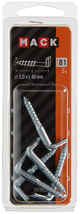 Mack 1017830 - tornillo pulgar con ranura, acero galvanizado. 5 piezas 5,0 x 40 mm | 10 piezas