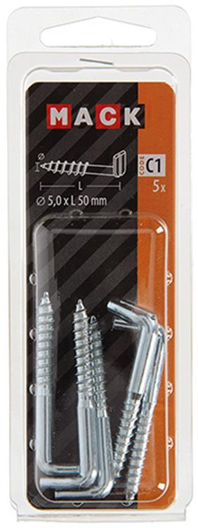 Mack 1017831 - tornillo pulgar con ranura, acero galvanizado. 5 piezas 5,0 x 50 mm | 10 piezas