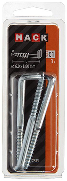 Mack 1017833 - tornillo pulgar con ranura, acero galvanizado. 3 piezas 6,0 x 80 mm | 10 piezas