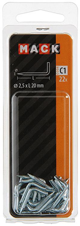 Mack 1017837 - punta pulgar acero galvanizado 22 piezas 2,5 x 20 mm | 10 piezas