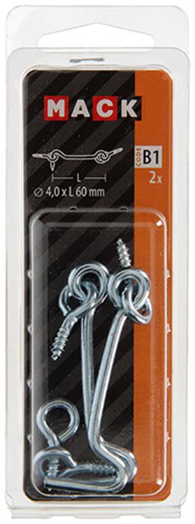 Mack 1017848 - gancho de viento de acero galvanizado 2 piezas 4,0 x 60 mm | 10 piezas