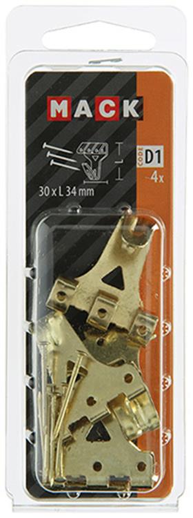 Mack 1017856 - gancho marco acero latonado 4uds 30 x 34 mm | 5 piezas