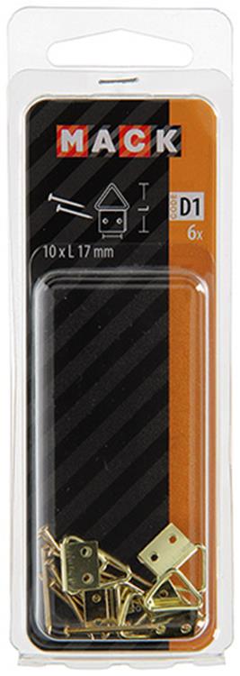 Mack 1017858 - percha de marco acero latonado 6 piezas 10 x 17 mm | 10 piezas