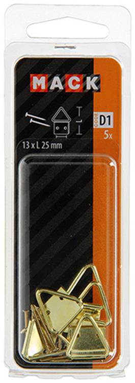 Mack 1017859 - percha de marco acero latonado 5 piezas 13 x 25 mm | 10 piezas
