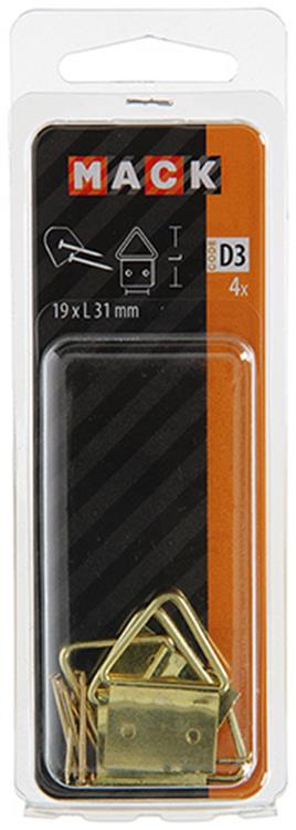Mack 1017861 - percha de marco acero latonado 4 piezas 19 x 31 mm | 10 piezas
