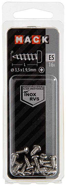 Mack 1019780 - tornillo autorroscante culata A2 16 piezas 3,5 x 9,5 mm | 10 piezas