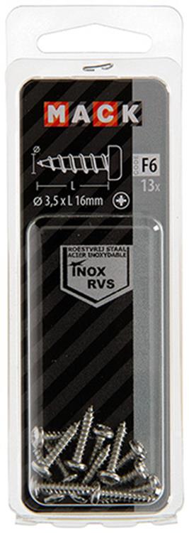 Mack 1019782 - tornillo autorroscante culata A2 13 piezas 3,5 x 16 mm | 10 piezas