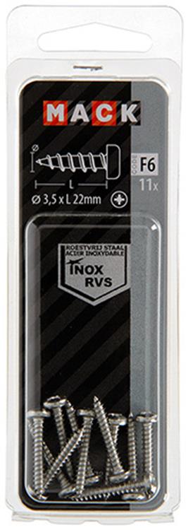 Mack 1019783 - tornillo autorroscante culata A2 11 piezas 3,5 x 22 mm | 10 piezas